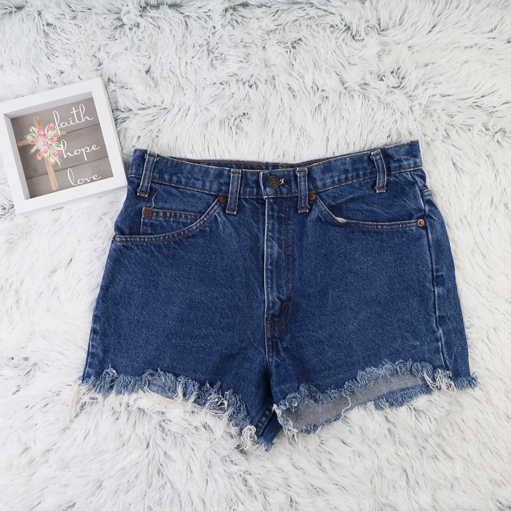 Levi's Dark Blue High-Waist Cutoff Jean Shorts